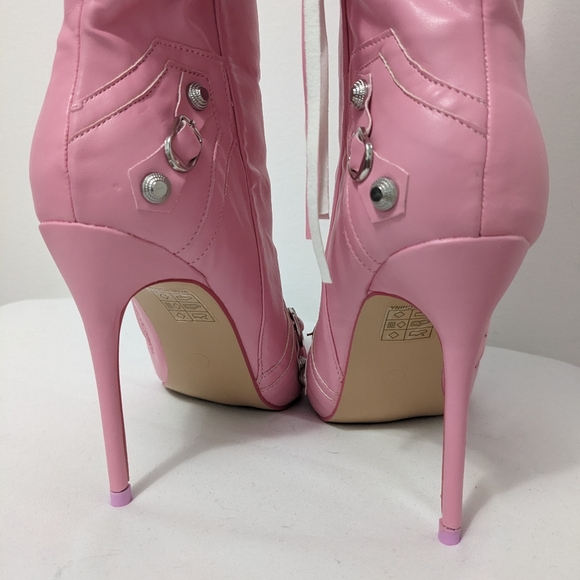 Public Desire Pink Stiletto Boots - Picture 2 of 4
